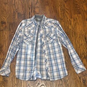 BKE Navy and White Plaid Shirt